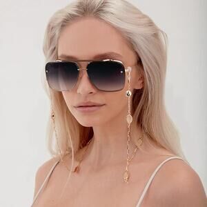 TOPFOXX Women's Black & Gold Bella Squared Aviators Sunglasses